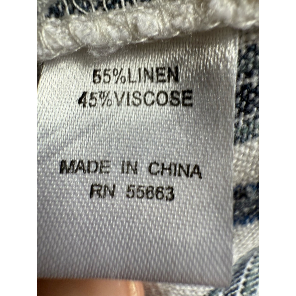 For Cynthia Pants Size L White Blue Striped Linen Blend - Picture 5 of 7